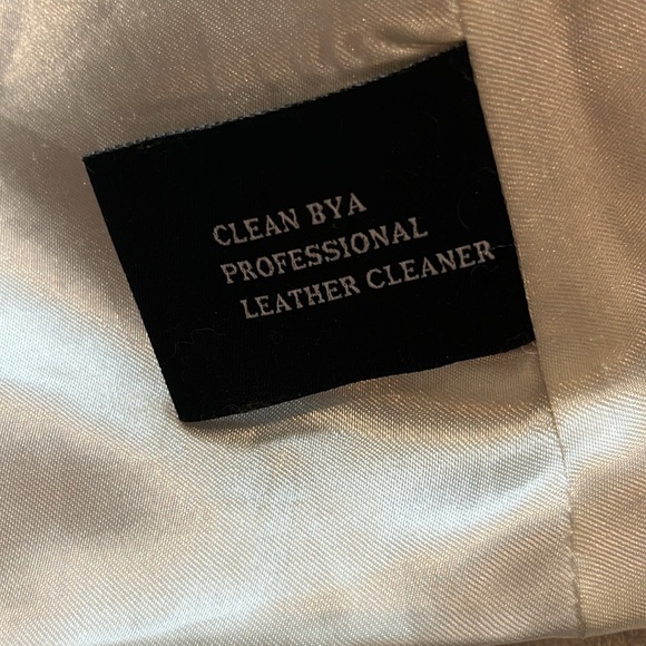 GORGEOUS Ivory genuine leather moto jacket coat fur trim studded sharif size L - Picture 9 of 17